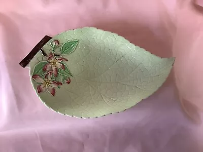Buy Antique Carlton Ware Green Vintage Apple Blossom Leaf Plate Art Deco • 10£