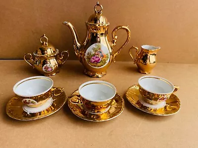 Buy Vintage Gold Fine China Porcelain Coffee Part Set • 4.99£