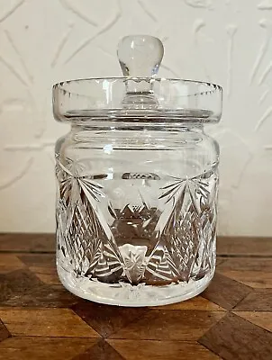 Buy Vintage Cut Glass Crystal Preserve Marmalade Jam Honey Jar Lidded Pot Retro • 12£