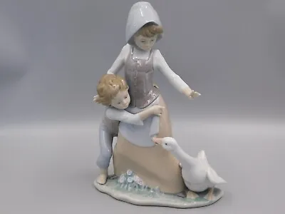 Buy Lladro 10 1/4  Figurine Boy And Girl With Goose, 5033 • 44.99£
