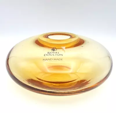 Buy Royal Doulton Orange Glass Posy Pebble Vase, Vintage Signed Hand Made Art Glass • 10£