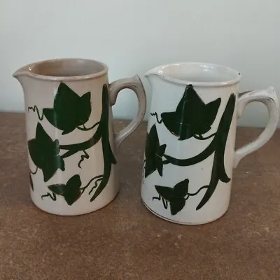 Buy Pair Of Antique Victorian Staffordshire 'Ivy Leaves'  Decorative Jugs, 10cm Tall • 6.95£