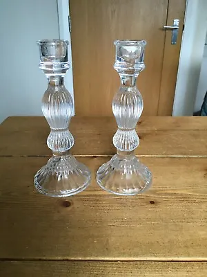 Buy Pair Of Tall Glass Candlesticks  • 22.99£