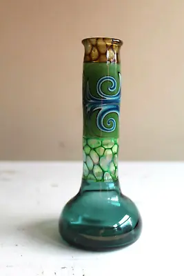 Buy 6.25  Hand Blown Art Glass Bottle Magic Beaker Green Blue Amber Bud Vase • 17.03£