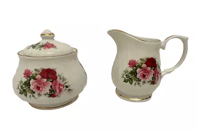 Buy Vintage Crown Victorian Staffordshire England Sugar/Creamer Fine Bone China Rose • 43.21£