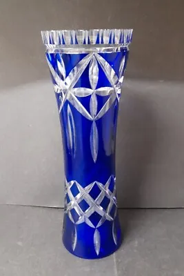 Buy Cobalt Blue Crystal Cut To Clear Vase / 10  Tall • 50£