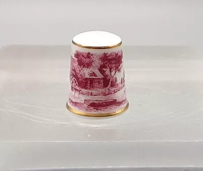 Buy Vintage Kaiser Porcelain Thimble - Pink Watermill Printed Design - West Germany • 4£
