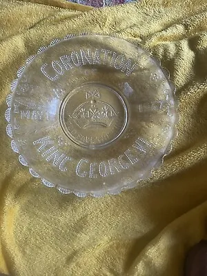 Buy Vintage Clear Glass Commemorating King George V L Coronation 1937 Plate / Dish  • 5£