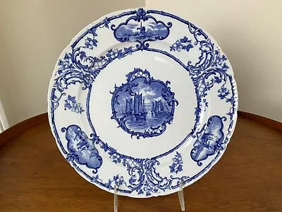 Buy Brown Westhead Moore Cauldon England FABLES Blue & White Ship Dinner Plate • 30.36£