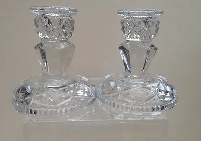 Buy Vintage Cut Glass Candle Stick Holders • 17.95£