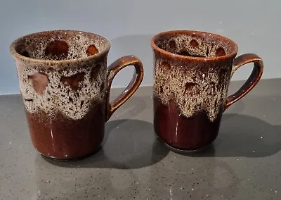 Buy Vintage Fosters Pottery Brown Honeycomb Mugs / Cups X 2. Excellent Condition  • 14.99£