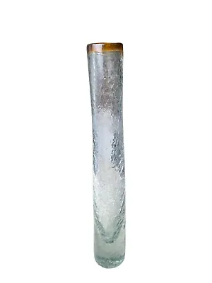 Buy Clear Bud Crackle Glass Bud Vase~Tall 11  ~ Glod Rim~Floral~Home Decor • 12.28£