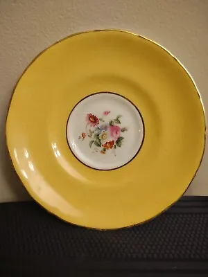 Buy Vintage Cauldon Saucer, Bone China- Butter Yellow With Floral Pattern. 1940-1960 • 15.16£