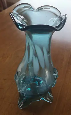 Buy Antique Blue Glass And Vaseline Vase • 85£