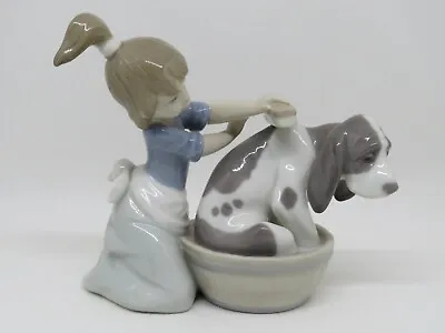 Buy Lladro Figurine Bashful Bather, Girl With Dog 5455. Excellent Condition. • 40£
