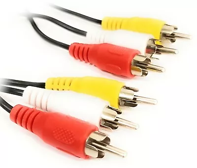 Buy Triple 3 X Phono Cable Audio Composite Video Nickel RCA Lead RED WHITE YELLOW • 2.79£