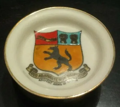 Buy W.H.GOSS CRESTED CHINA SMALL PIN DISH/PIE PLATE- ANCIENT ARMS OF LOUTH C.1900-20 • 5£