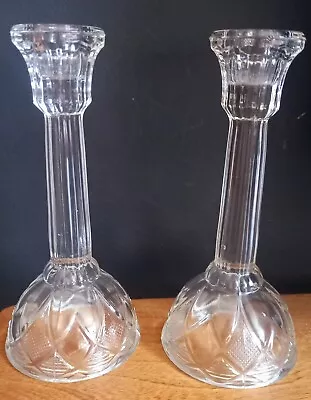 Buy Beautiful Vintage Glass Candlesticks Pair. Corinthian Pillars • 9£