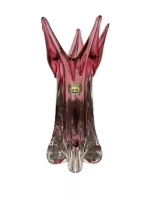 Buy Vintage Chribska Bohemian Art Blown Glass Vase Hospodka 11.5  Pink Cranberry • 57.91£