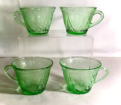 Buy 4 Hazel Atlas Green Royal Lace Cups • 47.28£