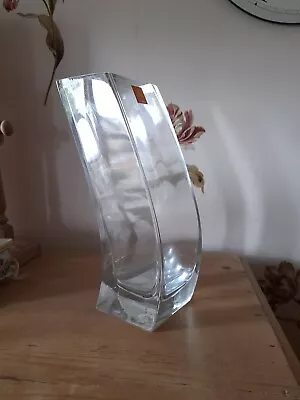 Buy Vintage Royal Doulton Curved Heavy Glass Vase 30cm Brand New With Labels • 29.99£