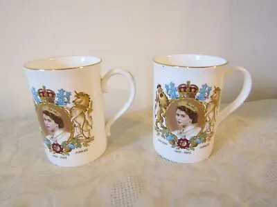 Buy Commemorative Pair Of China Mugs From Barton Under Needwood Queen Elizabeth II • 11.99£