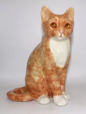 Buy Vintage Winstanley Pottery Seated Ginger Cat Figure Glass Eyes Size 4 Signed • 75£