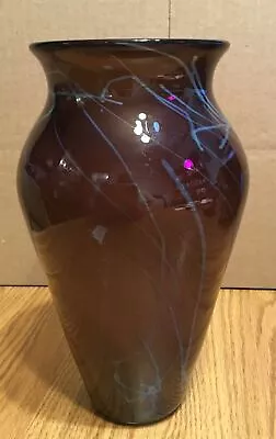 Buy Signed Michael Cohn Studio Art Glass 9  Vase Brownish With Blue • 106.16£