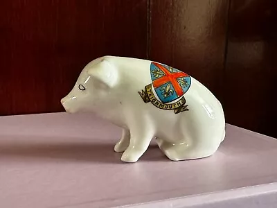 Buy Unmarked Crested China Pig Sitting With Pink Ears 98mm Teignmouth • 22£