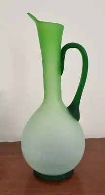 Buy Large Vintage Handblown Frosted Green Glass Jug • 14£