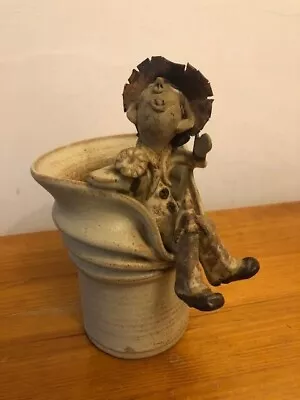Buy Vintage   Rob Fierek  Studio Pottery Figurine On Pot.Signed Collectable (damage) • 15£