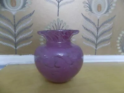 Buy Vintage Pink Swirl Mdina Glass Posy Vase Signed • 12.99£