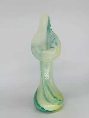 Buy Jack In The Pulpit Glass Vase Yellow And Green Handmade 23cm High Alum Bay • 16£