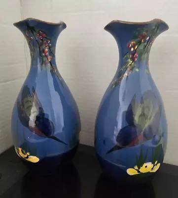 Buy Vintage Pair Longpark Kingfisher Vases. • 29.99£