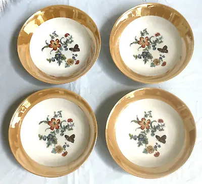 Buy 4 Vintage PK UNITY GERMANY Bowls Butterfly Floral Peach Border Dessert Bowls • 23.23£