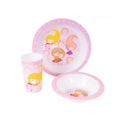 Buy Children's 3 Piece Dinner Breakfast Set Cup Bowl Plate - Pink / Fairy • 13.79£