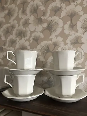 Buy 4x Vintage Johnson Bros  Heritage White  Tea Cups & Saucers • 20£