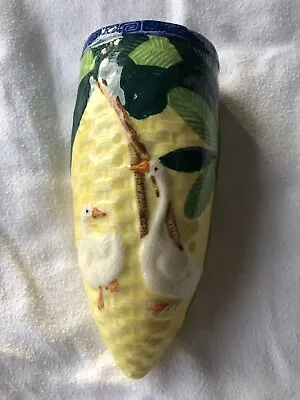 Buy Made Japan Pottery Wall Pocket Vase Hand Painted White Ducks. • 9.56£