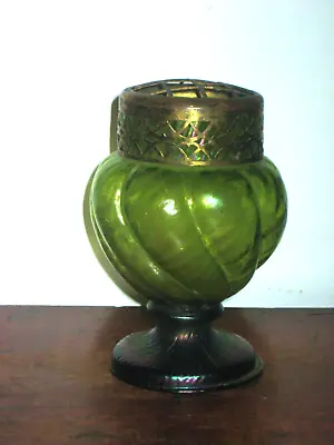 Buy Austrian Iridescent Green Glass Rose Holder Vase  Art Nouveau • 70£
