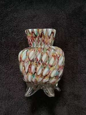 Buy Antique Welz Multicoloured Ribbed Spatter Glass Vase • 3£