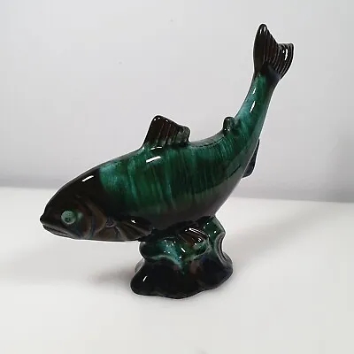 Buy Vintage Blue Mountain Pottery Fish Figurine Teal Drip Glaze Ceramic Art 6.75   • 18£
