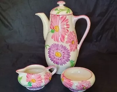 Buy Gray's Pottery Beautiful Floral Hand Painted Coffee Pot, Jug & Sugar Bowl 1930's • 79£