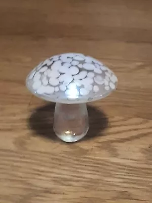 Buy Small Clear And White Glass Iridescent Mushroom • 7£
