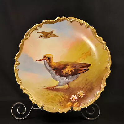 Buy Limoges LDB&Co Flambeau Charger Plate 11.5  Bird Hand Painted Leonce 1890s-1900s • 171.02£