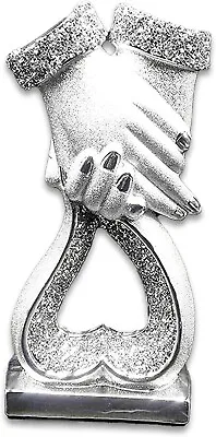 Buy Silver Heart In Hands Sparkle Bling Ornament Crushed Diamond • 23.90£