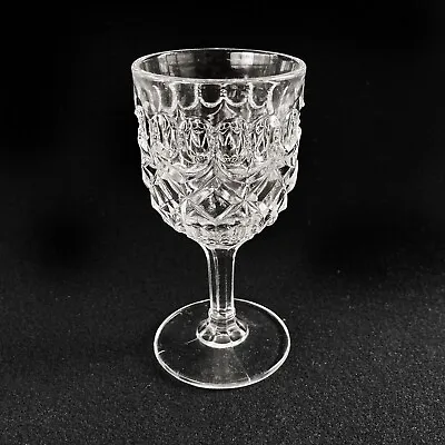 Buy EAPG Thompson 1890s LOOP & BLOCK CLEAR #23 Pressed Pattern Cordial Glass • 19.20£