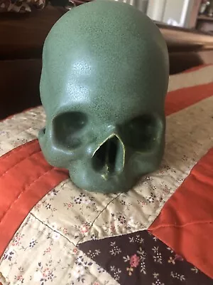 Buy Vintage Arts & Crafts Anatomic Style  Green  Pottery Human  Skull Sculpture • 461.33£