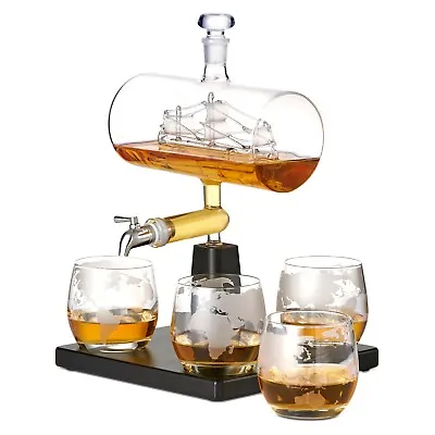 Buy Whiskey Decanter Ship Barrel Decanter Christmas Gift Xmas Glassware Dispenser  • 57.99£