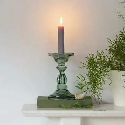 Buy Sea Green Glass Candlestick Vintage Dinner Taper Candle Stick Holder, 10x16cm • 15£