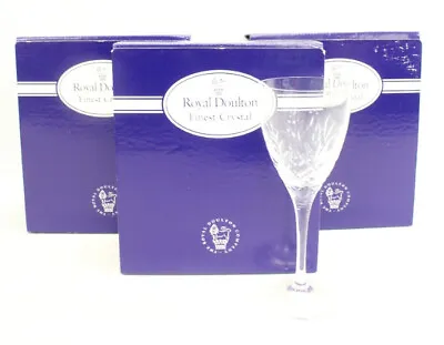Buy Set Of 6x Vtg ROYAL DOULTON Finest Crystal CHEARE WINE Glasses 7  BOXED - P33 • 18£
